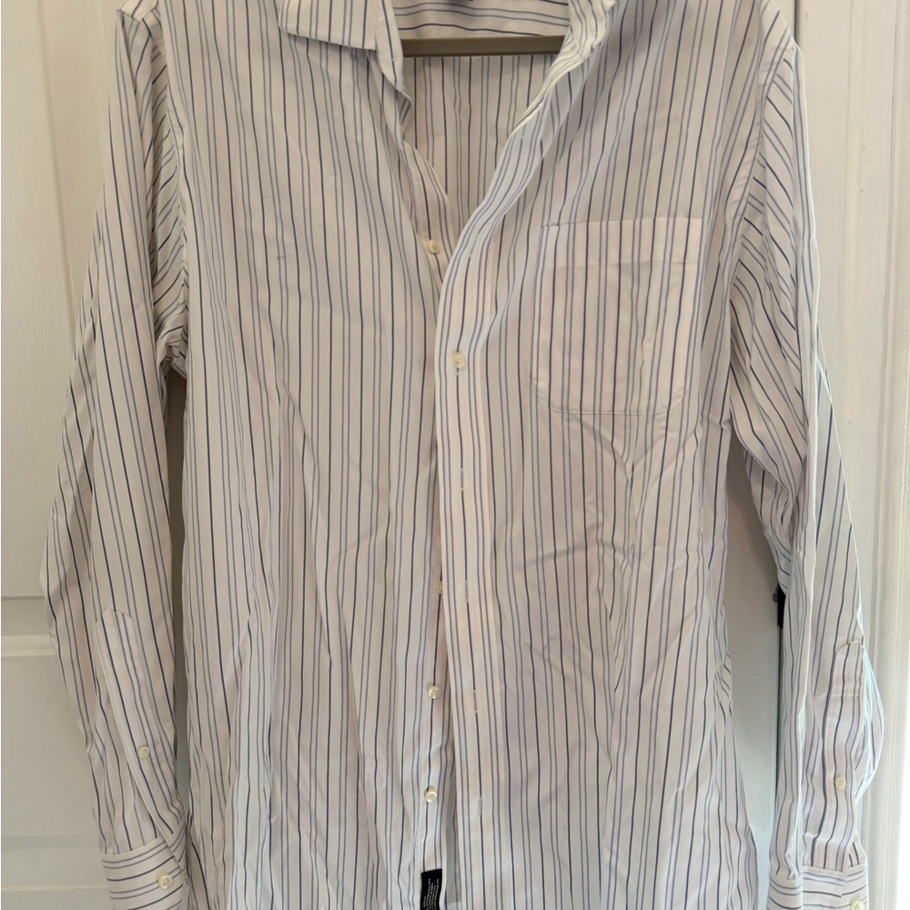 Jos A Bank White Striped Men's Shirt 16.5-35